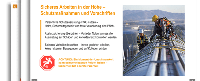 Eine Grafik, welche die kreative Inhaltserstellung von einer Arbeitssicherheitsunterweisung zeigt
